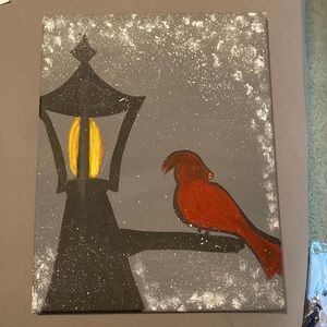 Hand painted snow cardinal